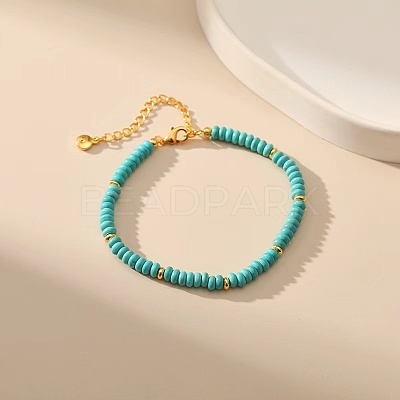 Bohemian Style Synthetic Turquoise Rondelle Beaded Bracelets for Women NJ4961-1