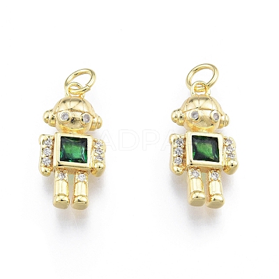 Brass Micro Pave Clear Cubic Zirconia Pendants KK-C006-30G-1