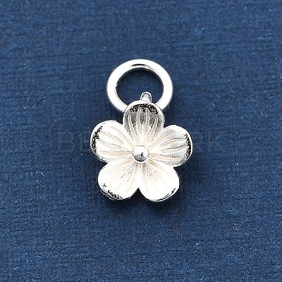 925 Sterling Silver 5-Petal Flower Charms STER-U009-01S-01-1