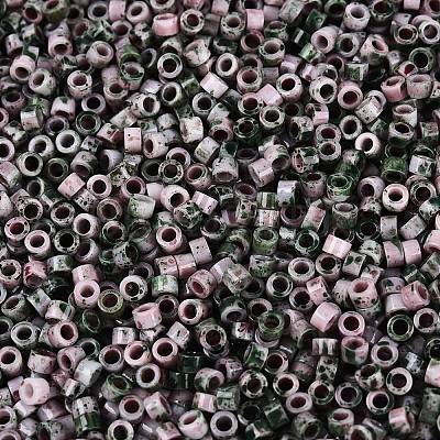 Opaque Picasso Cylinder Glass Beads SEED-Q039-06A-11-1