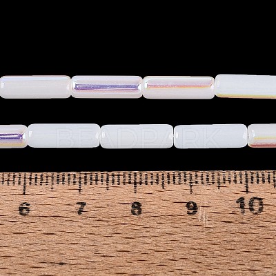Electroplate Imitation Jade Glass Beads Strands EGLA-Q132-02A-D01-1