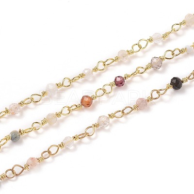 3.28 Feet Natural Mixed Stone Handmade Beaded Chains X-CHC-K008-A05-1