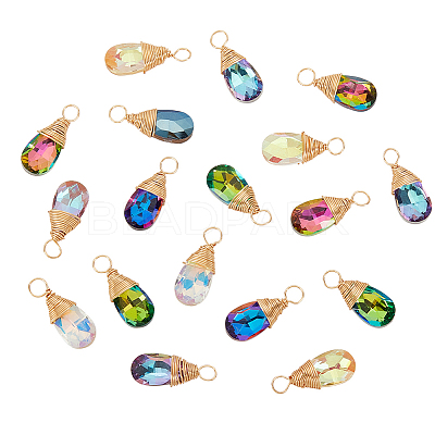 30Pcs Faceted Glass Pendants FIND-GA0002-69-1