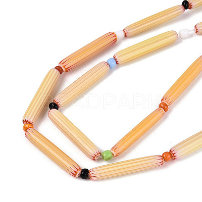 Handmade Millefiori Glass Lampwork Strip Beads Strands LA-N047-01C-1