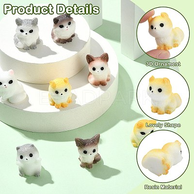 40Pcs 8 Styles Opaque Resin Cat Shape Display Decorations DJEW-CJC0007-05-1