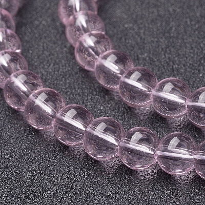 6mm Pink Round Glass Spacer Beads Strands X-GR6mm29Y-1