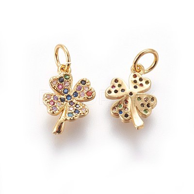 Brass Micro Pave Cubic Zirconia Charms ZIRC-E161-24G-1