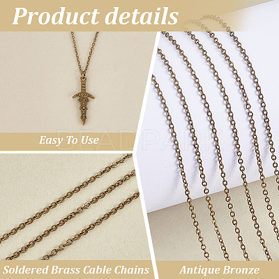 5 Yard Brass Cable Chains Cable Chain Size 2x1.5x0.5mm Antique Bronze Jewelry Making Chain CHC-PH0001-13AB-FF-1