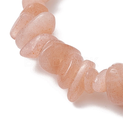 Natural Peach Moonstone Chips Beads Stretch Bracelets BJEW-JB11245-03-1