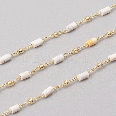 3.28 Feet Handmade Natural Howlite Beaded Chains X-CHC-E021-01G-1