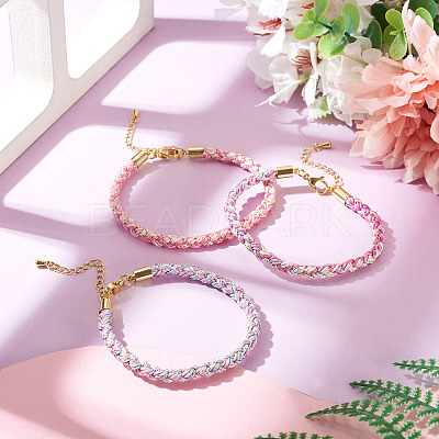 3Pcs 3 Colors 4MM Braided Nylon Cord Bracelets FIND-TA0009-40B-1