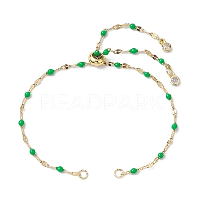 304 Stainless Steel Enamel Dapped Chains Slider Bracelets Making AJEW-JB01293-03-1