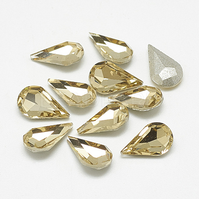 Pointed Back Glass Rhinestone Cabochons RGLA-T082-6x10mm-04-1