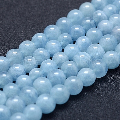 Natural Aquamarine Beads Strands G-P342-10-6mm-A+-1