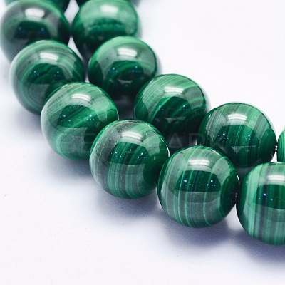 Natural Malachite Beads Strands G-O166-06-10mm-1
