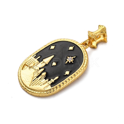 Brass Micro Pave Cubic Zirconia Pendants KK-V009-10G-1
