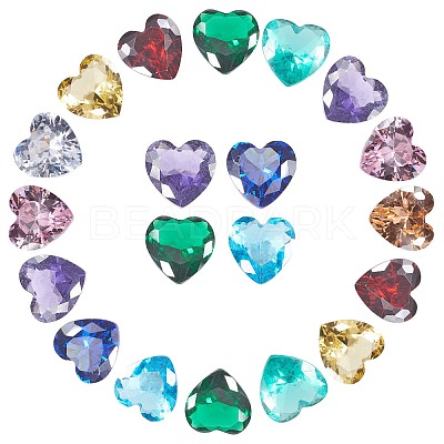 50Pcs 10 Colors Cubic Zirconia Pointed Back Cabochons ZIRC-CJ0001-24-1