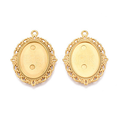 Non-Tarnish 304 Stainless Steel Pendant Cabochon Settings STAS-N114-02G-1