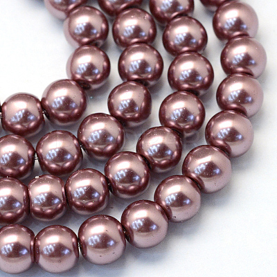 Baking Paint Pearlized Glass Pearl Round Bead Strands HY-Q003-10mm-58-1