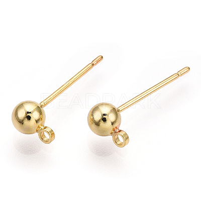 Brass Stud Earring Findings X-KK-I649-10G-NF-1
