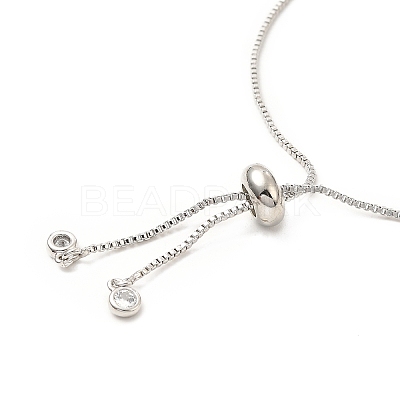 Adjustable Rack Plating Brass Cubic Zirconia & Box Chain Bracelets BJEW-A132-23P-1