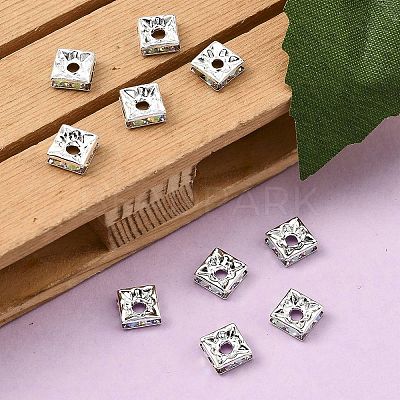 Brass Rhinestone Spacer Beads RSB072-02S-1