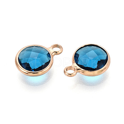 Golden Tone Brass Glass Charms GLAA-ZX008-24D-G-1