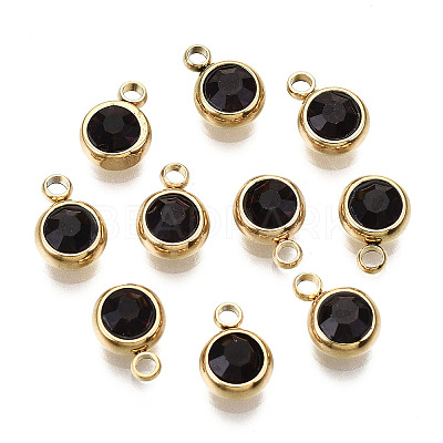 PVD Vacuum Plating 201 Stainless Steel Rhinestone Charms X-STAS-S068-02G-1