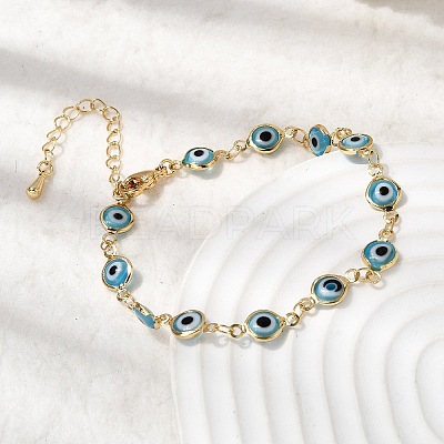 Brass Link Bracelest for Women BJEW-K298-02G-1