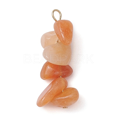 Gradient Color Natural Red Aventurine & Natural Sunstone & Natural Topaz Jade Chip Beaded Pendants PALLOY-JF02795-09-1