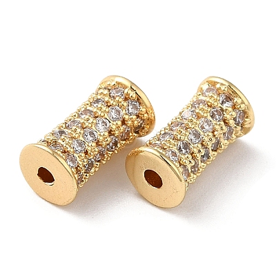 Brass Micro Pave Cubic Zirconia Beads KK-P239-24G-1