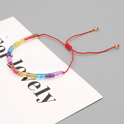 Bohemian Adjustable Handmade Glass Cube Beaded Braided Bracelets for women AV5814-1