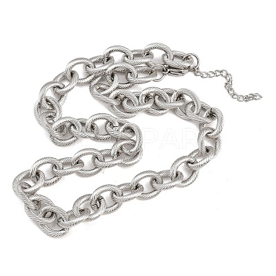 13MM 304 Stainless Steel Textured Cable Chain Necklaces NJEW-Z105-02P-1