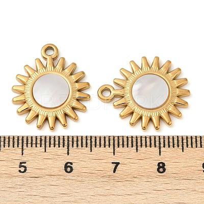 304 Stainless Steel Natural White Shell Pendants STAS-L288-16G-02-1