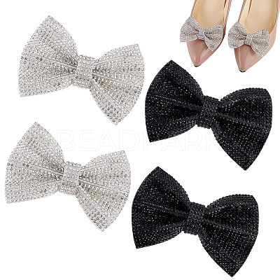 4Pcs 2 Colors Bowknot Detachable Rhinestone Shoe Buckle Clips FIND-GO0002-31-1