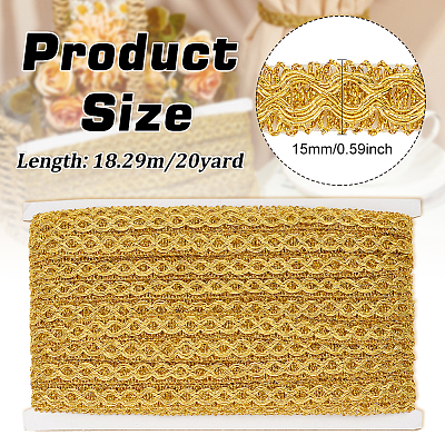 Polyester Braided Metallic Lace Trim SRIB-WH0011-180B-01-1