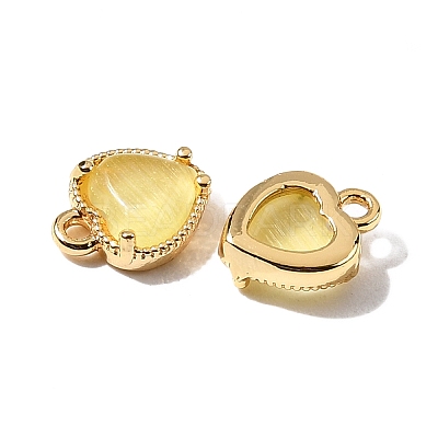 Heart Brass Charms KK-D024-02C-G-1