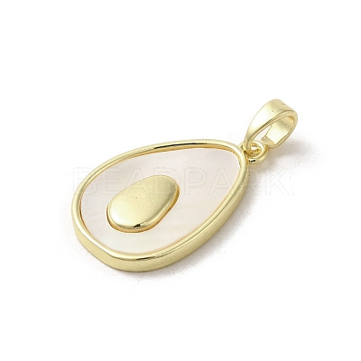 Brass Pave Shell Pendants KK-I708-08A-G-1