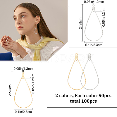 100Pcs 2 Color 304 Stainless Steel Wire Pendants STAS-BBC0001-05-1
