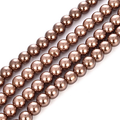 Baking Paint Pearlized Glass Pearl Round Bead Strands LS-HY-Q330-8mm-30-1