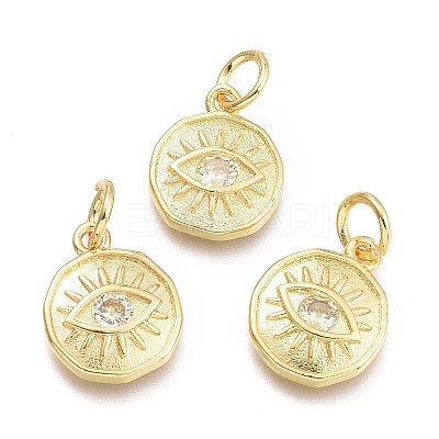 Brass Micro Pave Cubic Zirconia Pendants KK-P187-17E-G-1