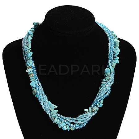 Synthetic Turquoise  Multi-strand Necklaces NJEW-L143-01-1