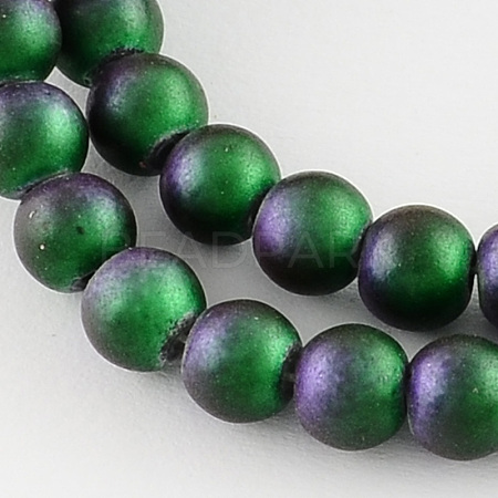 Frosted Baking Painted Glass Bead Strands DGLA-R039-10mm-06-1