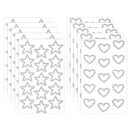 10 Sheets 2 Style Rhinestones Face Sticker FIND-GO0001-59-1