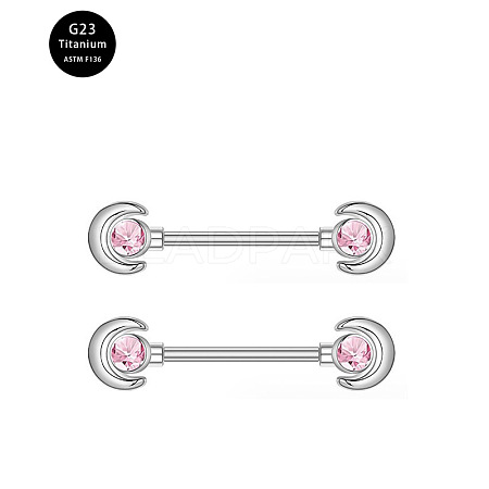 G23 Titanium Pink Cubic Zirconia Nipple Rings WG912A9-09-1