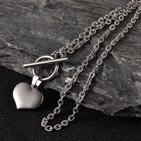 Valentine's Day Heart 304 Stainless Steel Lariat Necklaces X-NJEW-JN01484-1
