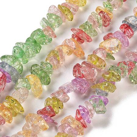 Transparent Crackle Glass Beads Strands GLAA-U004-01G-1