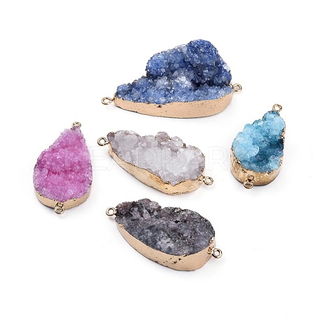 Electroplated Natural & Dyed Druzy Quartz Links connectors G-E499-07-G-1