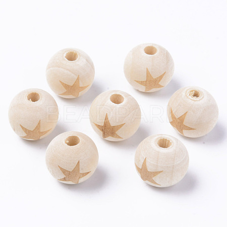 Unfinished Natural Wood European Beads WOOD-S057-004A-1