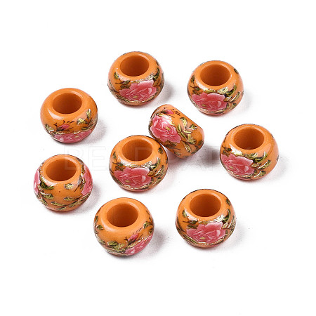 Flower Printed Opaque Acrylic Rondelle Beads SACR-S305-27-I04-1